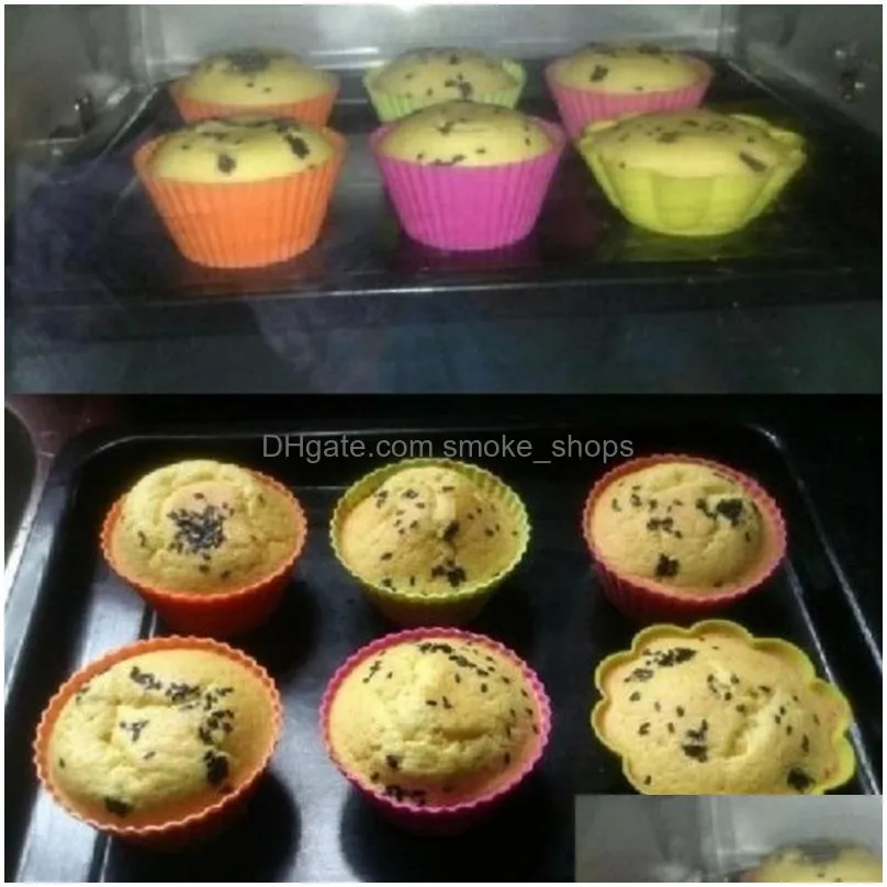 bakeware maker mold 6 color silicone muffin cake cupcake mould case tray baking cup jumbo mould dh0158