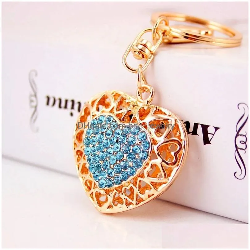 beautiful hollow out love heart key chains rings holder for car keyrings for chic lovers sweetheart pendant