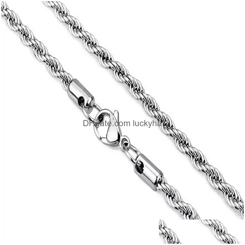 stainless steel twisted rope chain party favor 3 mm mens and womens hip hop necklace fashion jewelry decoration