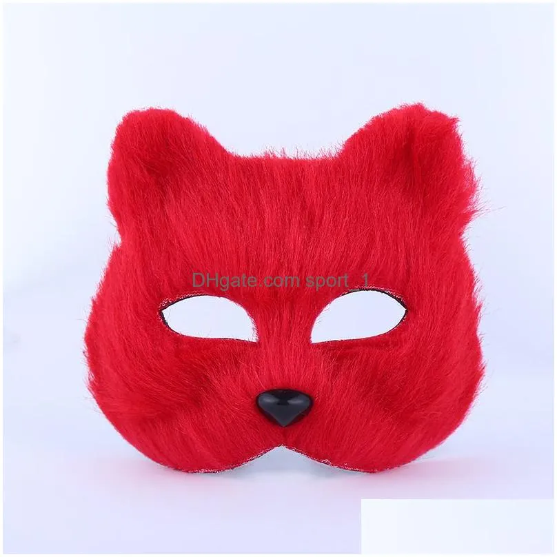 fox fur mask women sexy masquerade party mask fashion fox half animal mask fox cosplay dance masks plush toys dh0126