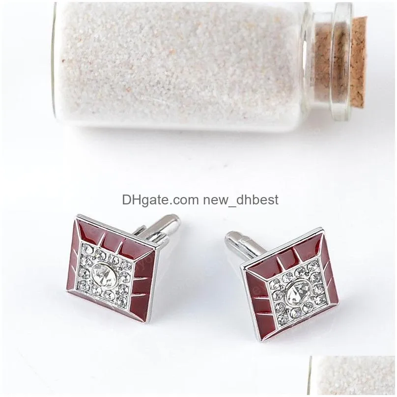 new style cufflinks enamel diamond wedding business suit sleeve button cuff links for men fashion jewelry