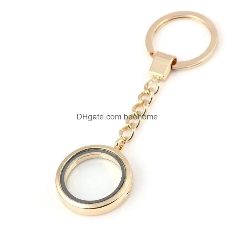 openable floating locket key rings round lockets pendants keychain living memory diy fashion jewelry