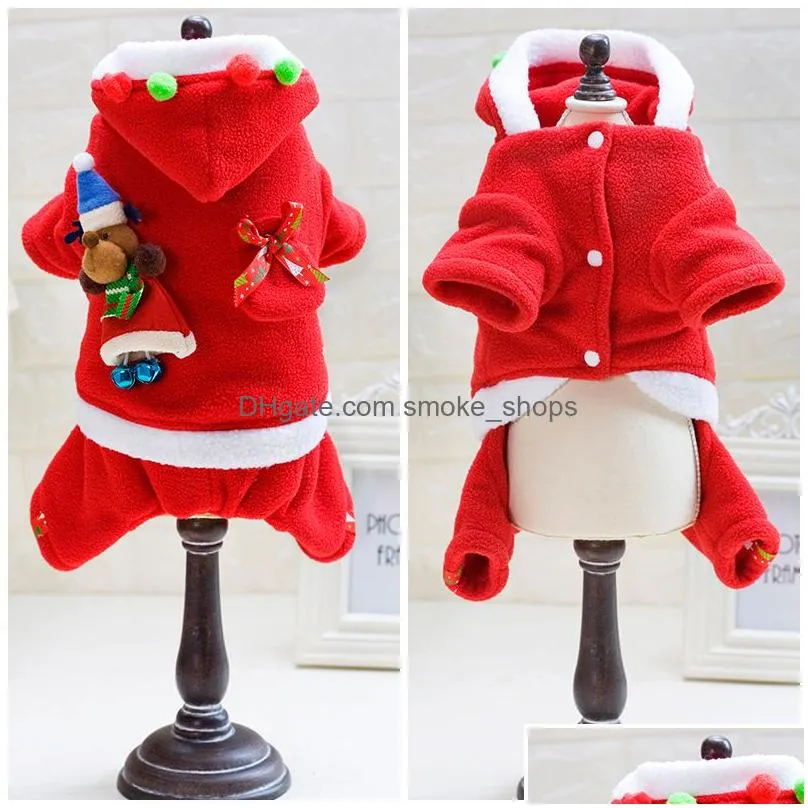 wholesale merry christmas gift pet dress 5 size elk santa puppy suit classic euramerican pet dog christmas clothes pets apparel dh0309