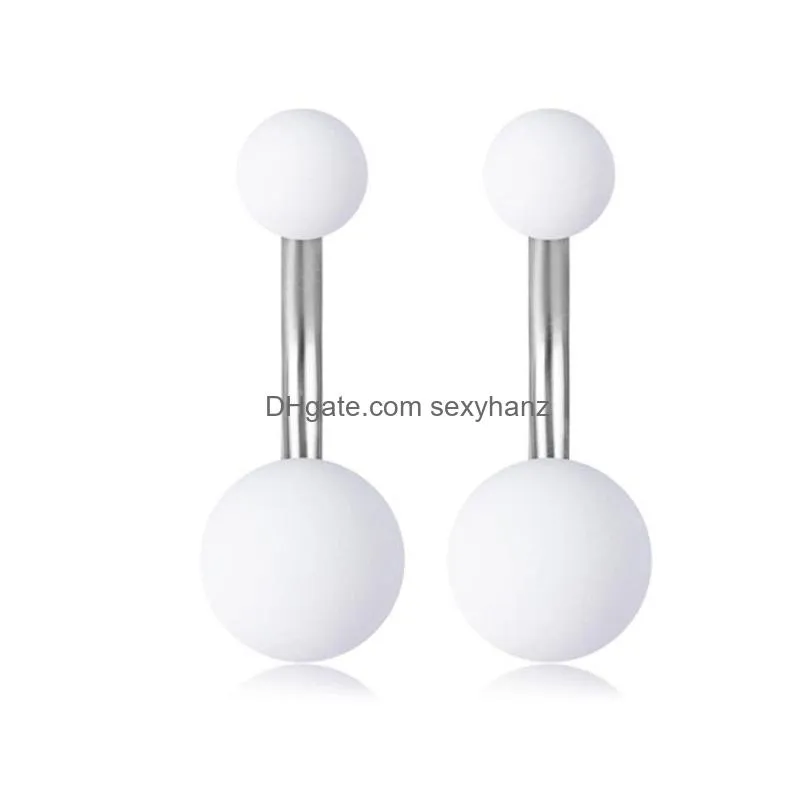 colorful acrylic ball belly button ring navel piercing stud stainless steel bar women sexy body jewelry