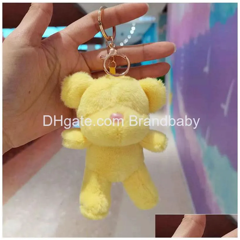 kawaii creative bear plush keychains jewelry schoolbag backpack ornament kids gifts about 12cm