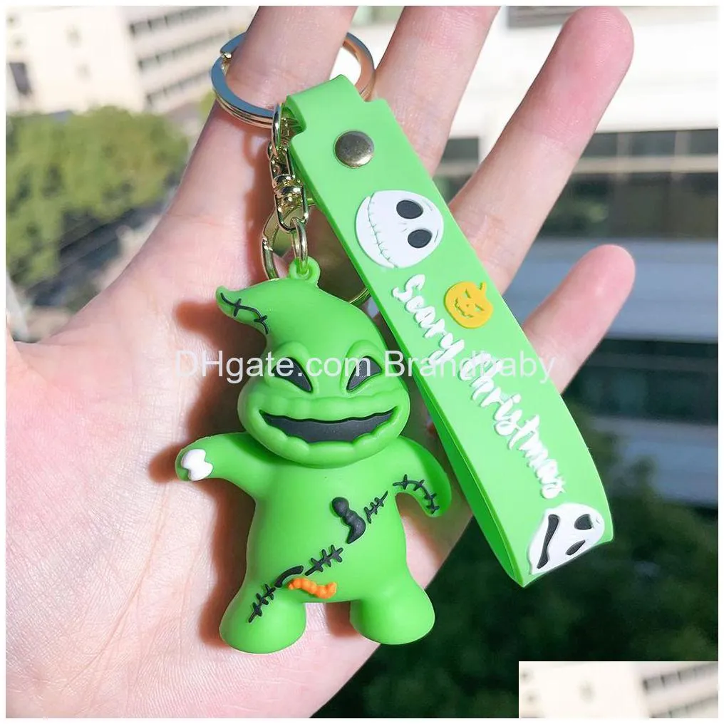 cartoon cute scary christmas jewelry keychain backpack animation character key ring accessories hanger multi colors