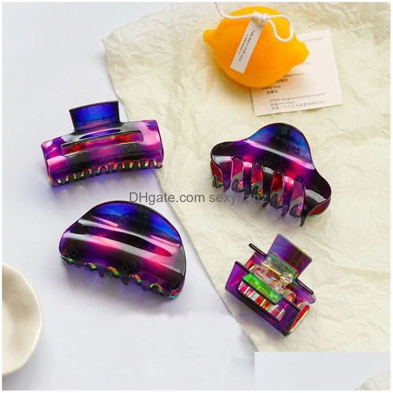 purple symphony transparent hair clips claws clamps butterfly square hairpins for women hair accessories headwear
