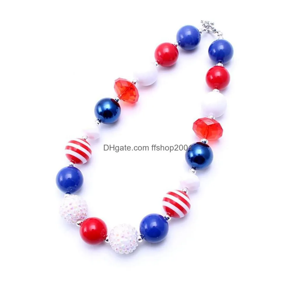  est design 4th july necklace birthday party gift for toddlers girls beaded bubblegum baby kids chunky necklace jewelry