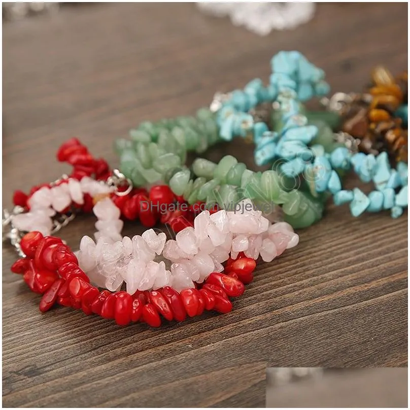 natural crystal gravel beads bracelets for women doublelayer irregular natural stone beads quartz bracelet female jewelry gifts