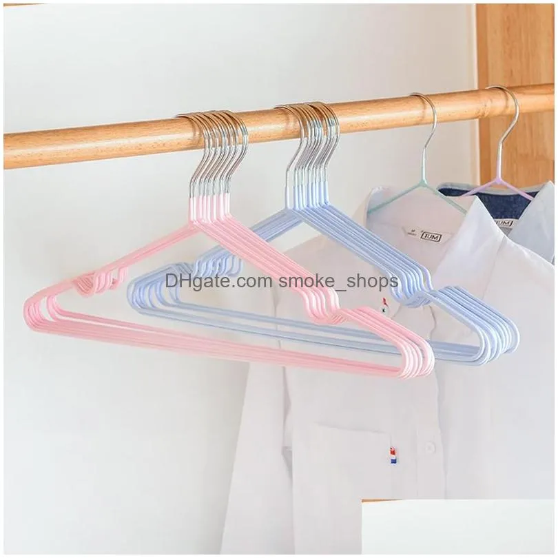 10pcs antiskid windproof clothes hangers iron thicken no trace clothing support racks durable clothes rack household hanger dh1207