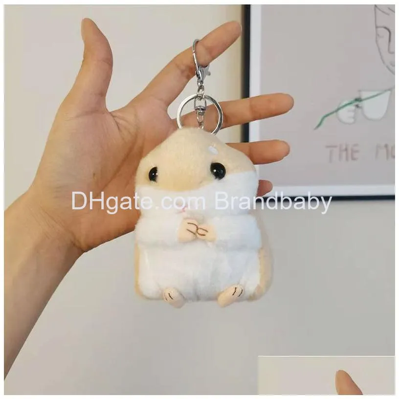 ins kawaii soft hamster plush keychains jewelry schoolbag backpack ornament key ring gifts about 10cm