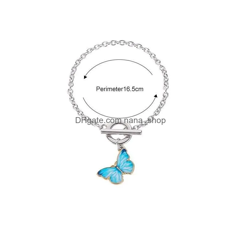 bohemian butterfly bracelet simple vintage buckle chain charm blue animal bracelets trendy bangle for women statement jewelry gift