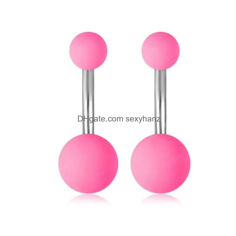 colorful acrylic ball belly button ring navel piercing stud stainless steel bar women sexy body jewelry