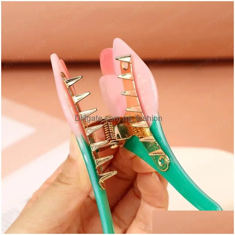 chic fairy hair claw tulip arcylic metal clamps korean fashion barrette hair accessories for women girl