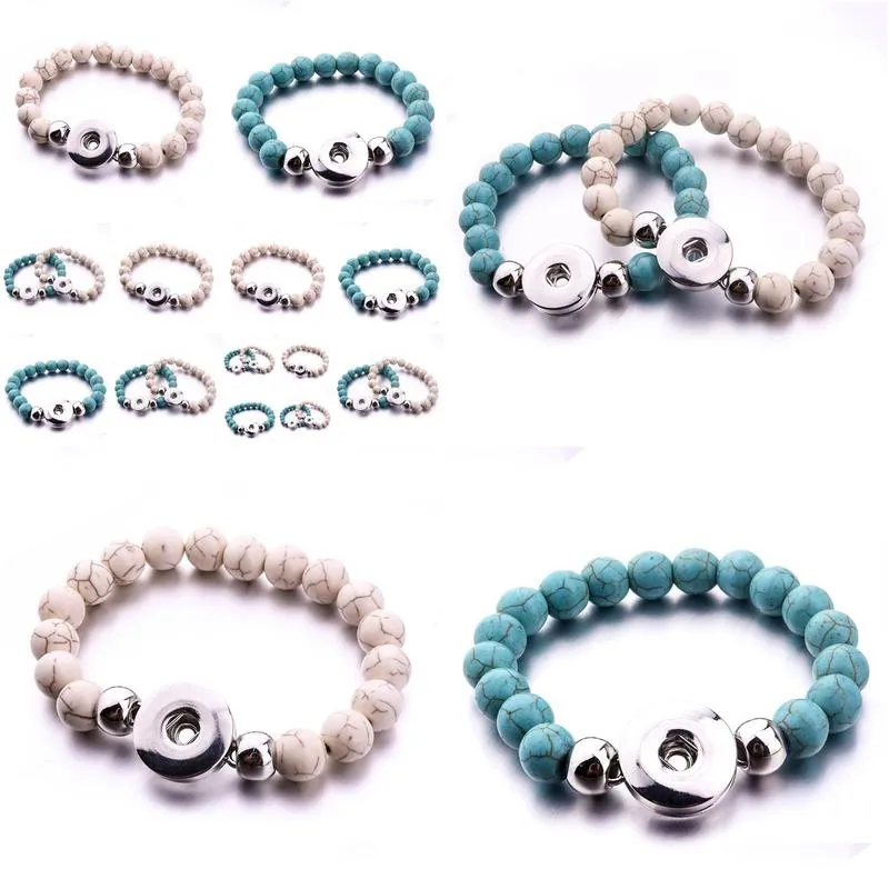 natural stone snap jewelry handmade beaded bracelet fit 18mm snaps buttons elastic strand beads bracelet