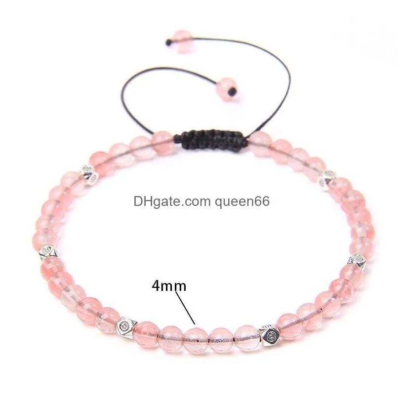 women men couple lover strands bracelet gifts jewelry 4mm beaded natural stone beads metal charm bracelets