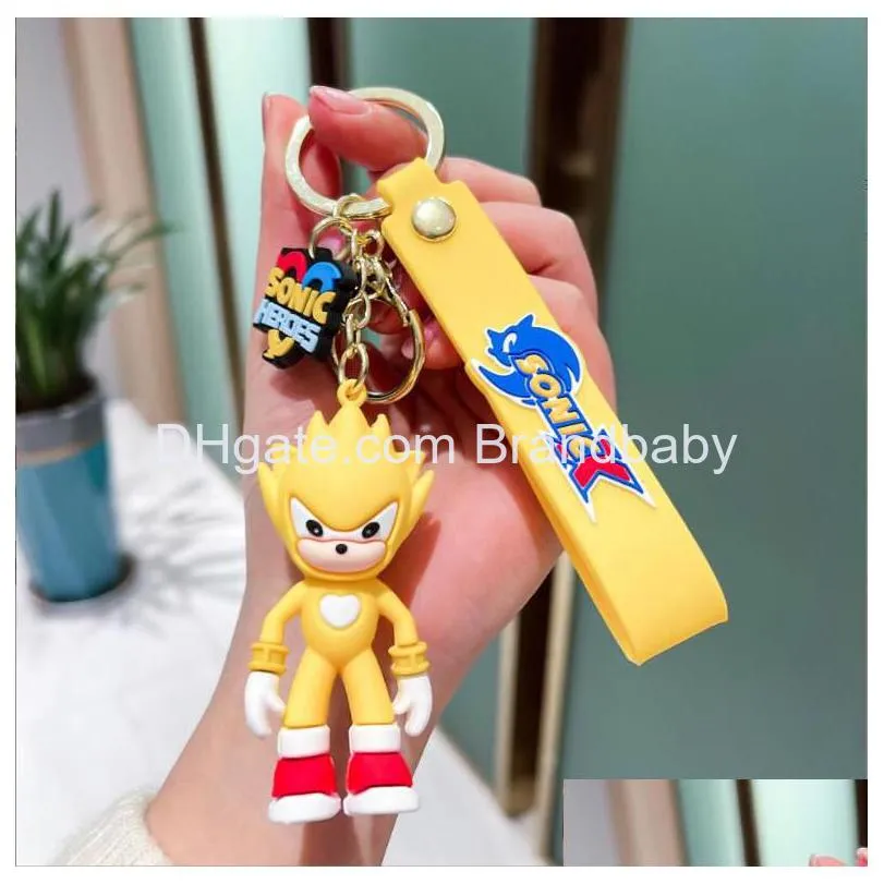 cute cartoon toy sonic jewelry key chain holder car keys ring mobile phone bag hanging accessories