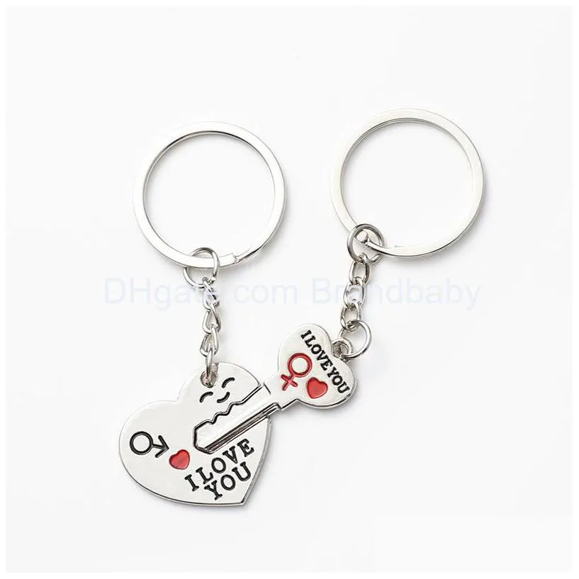 lover jewelry gift love heart lock key metal keyring creative key chain hanging decoration crafts spot wholesale