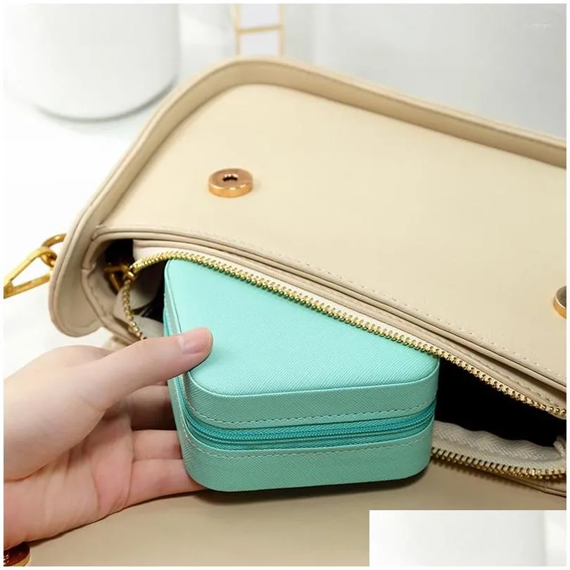 jewelry pouches 2022 portable box organizer display travel case boxes button leather storage zipper jewelers joyero