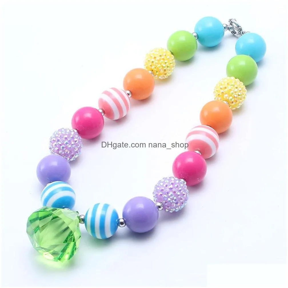 spring bright color kid chunky necklace fashion girls bubblegum bead chunky necklace jewelry gift for toddler children