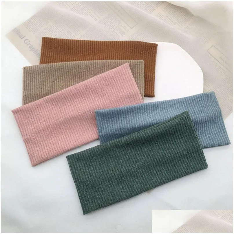 stretch knitted cotton headband women headband sports soft solid color fashion casual hair accessories elastic hair bands