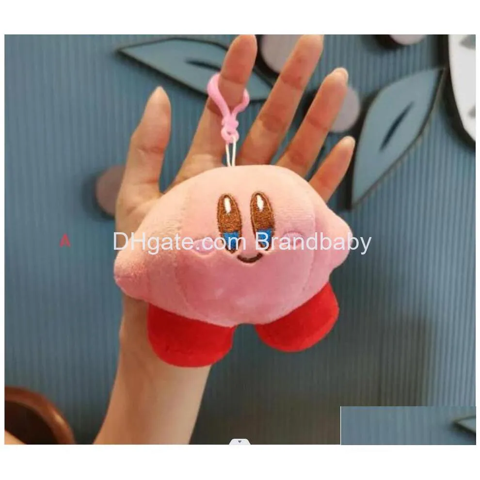 pink little kirby plush keychains jewelry schoolbag backpack ornament kids gifts about 10cm