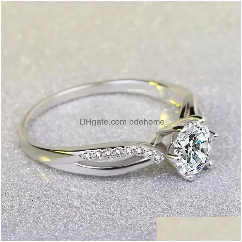 925 sterling silver cz round engagement ring flower twist wedding band size 510
