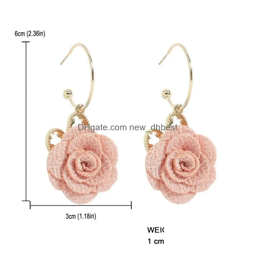 candy color boho fabric flower dangle earrings for women spring summer statement earrings big floral earrings jewelry