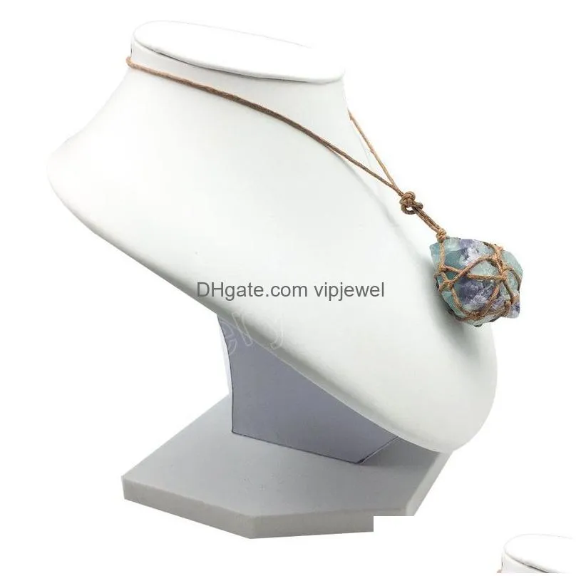 retro handmade braided stone choker necklace raw nuggets natural quartz necklace purple green fluorite pendant necklaces