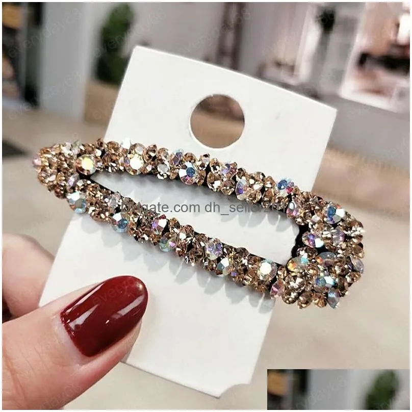 bling full rhinestone crystal hairpin girl handmade beaded side pins barrette sparkle ornament hair accessories gift 6 styles