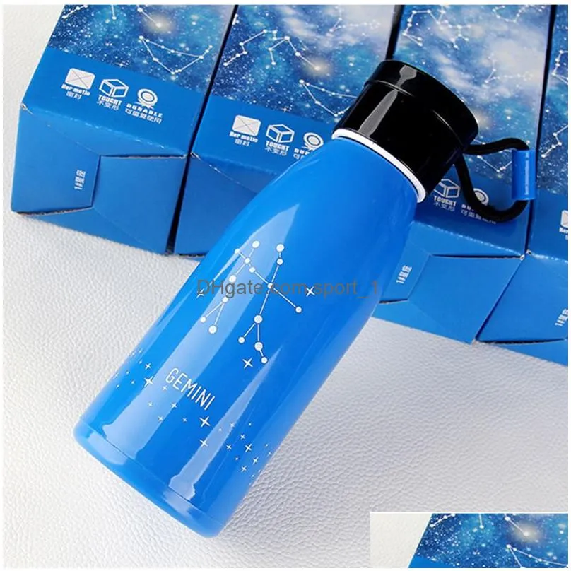 creative twelve constellations water bottle 300ml 10oz insulate double layer glass bottle fashion glass water bottle customizable dbc