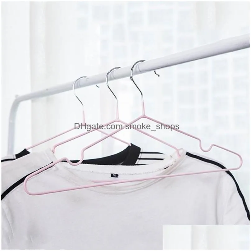 10pcs antiskid windproof clothes hangers iron thicken no trace clothing support racks durable clothes rack household hanger dh1207