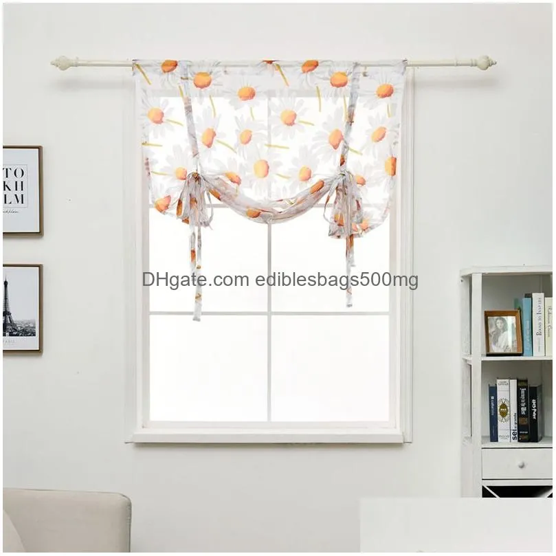 multi sizes curtain living room tulle modern shades flower printed curtain short sheer curtains window drape valance home decor vt0899