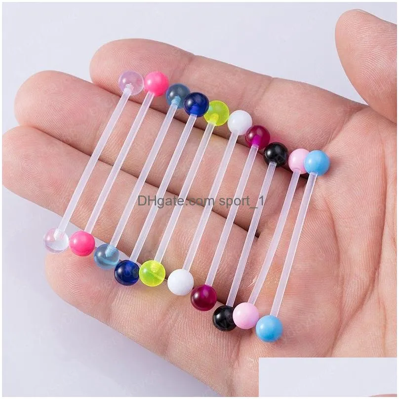 acrylic industrial barbell cartilage earrings piercing long ear stud ring bar tragus helix women colourful jewelry 38mm