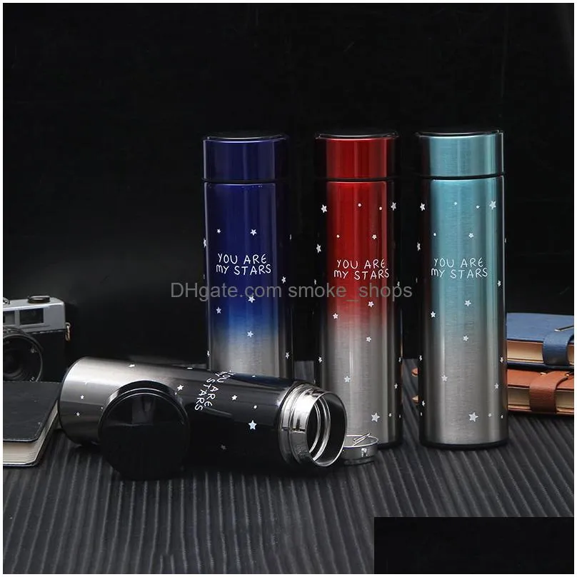 gradients temperature control vacuum cup stars pattern winter stainless steel smart thermos cups 500ml gift bottles customized