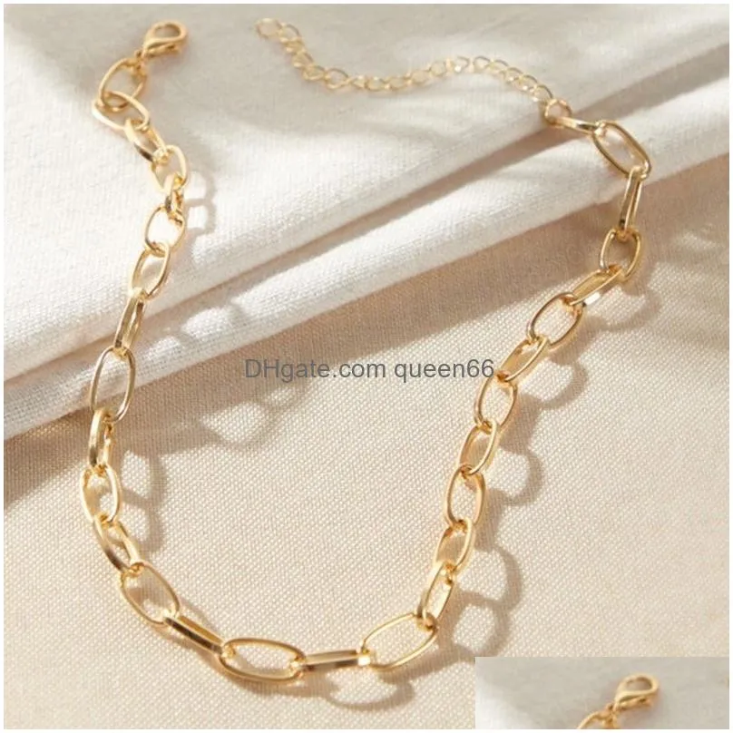 fashion link chain necklace for women gold silver color thick chains necklaces punk choker necklaces girls party jewelry gifts