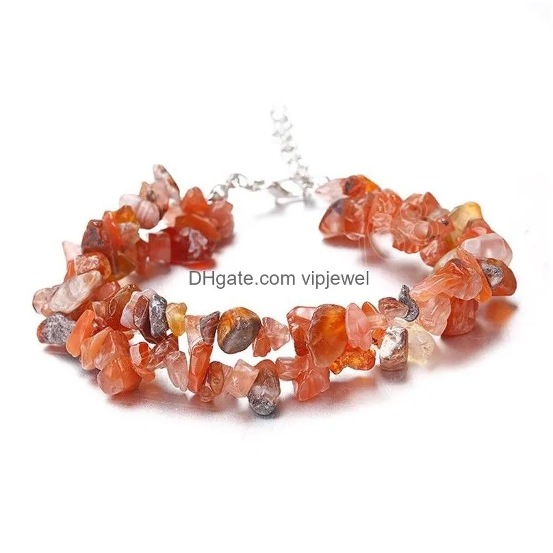 natural crystal gravel beads bracelets for women doublelayer irregular natural stone beads quartz bracelet female jewelry gifts