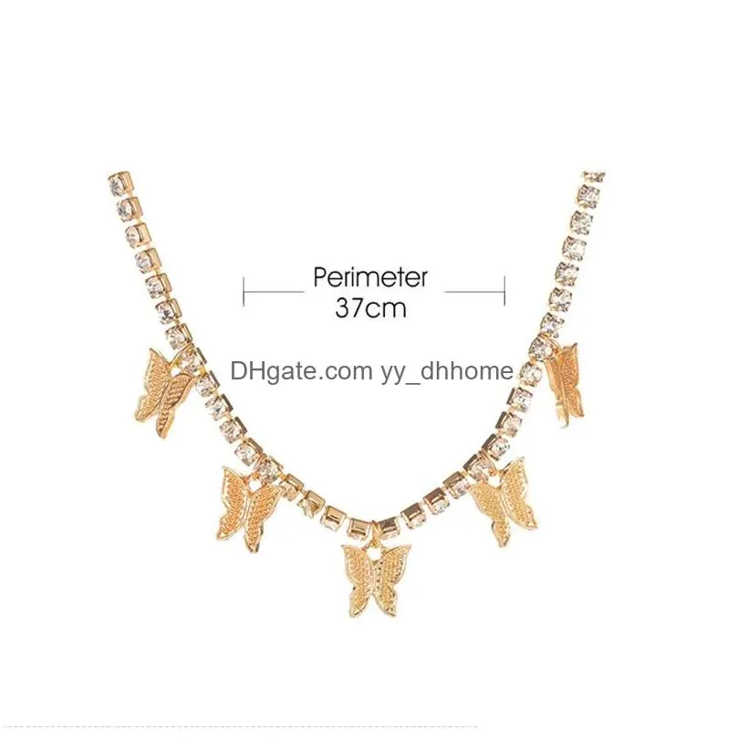 diamond butterfly necklace fashion tennis choker pendant necklace lady party decoration jewelry accessories