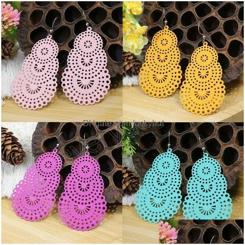 multicololor gourd water dangle earrings for women fashion geometric hollow copper candy color earrings statement jewelry