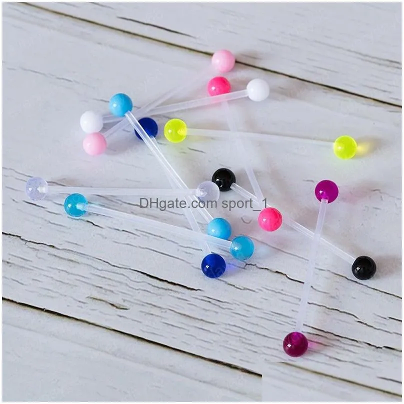 acrylic industrial barbell cartilage earrings piercing long ear stud ring bar tragus helix women colourful jewelry 38mm