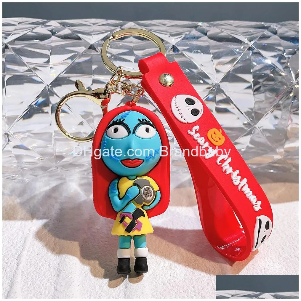 cartoon cute scary christmas jewelry keychain backpack animation character key ring accessories hanger multi colors