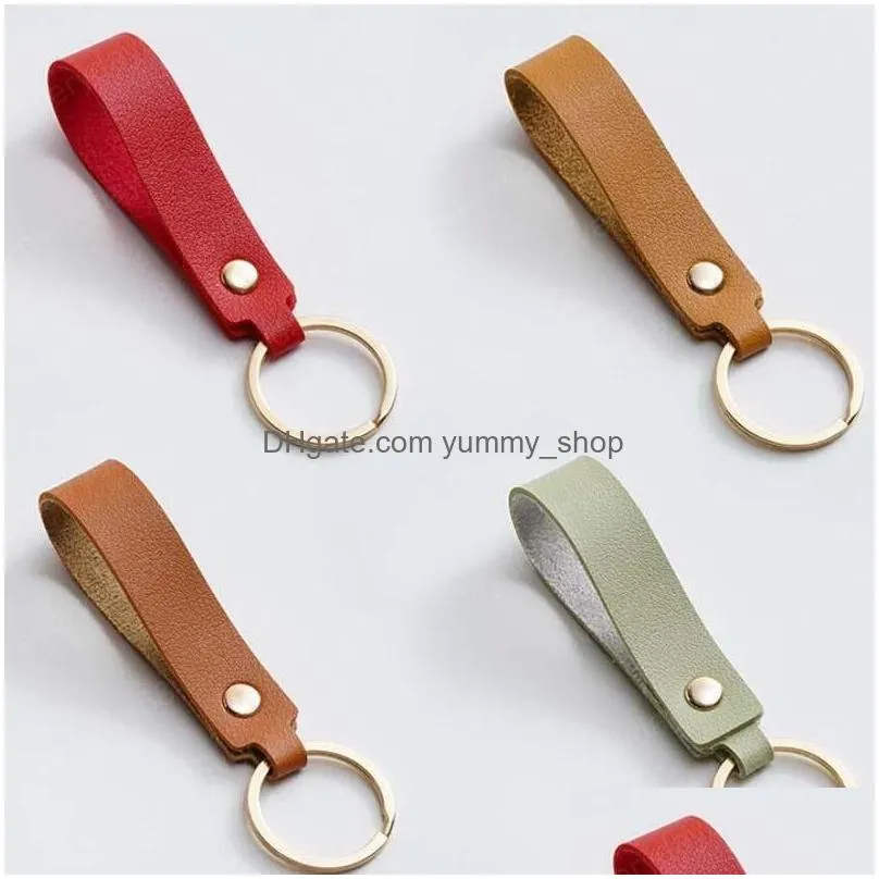 fashion pu leather keychain business gift keyring men women car key strap waist wallet keychains