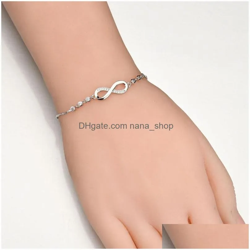 luxury crystal paved infinity bracelet gold silver color chain tennis braclet for women girls wedding party jewelry