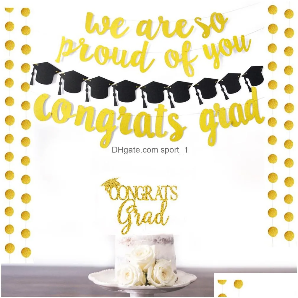 2019 graduation party banner decorations congials giad banner we are so proud of you graduation hats decorations vt0044