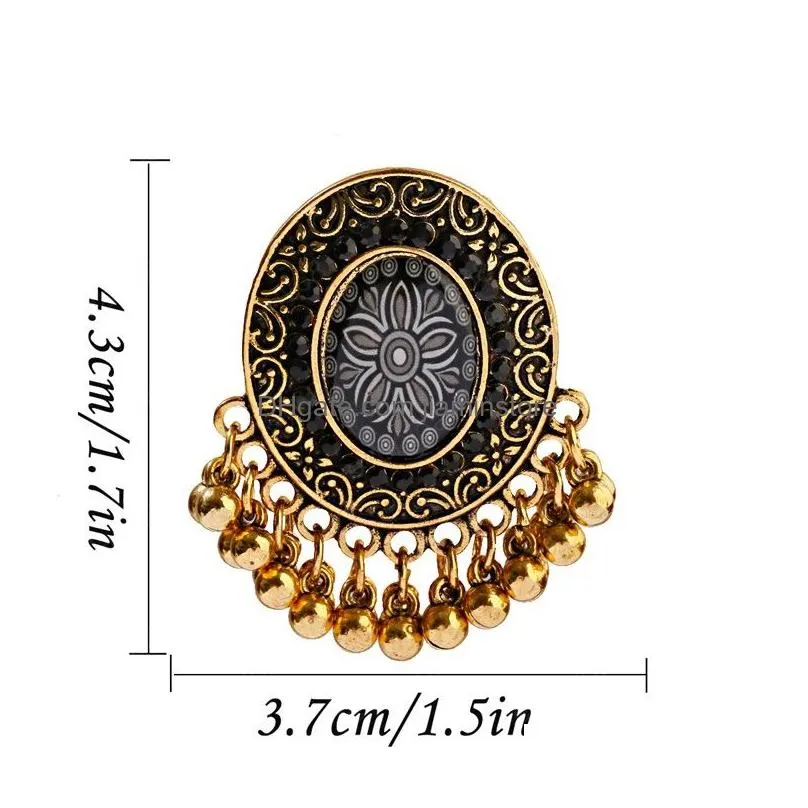 ethnic black flower dangle earrings turkey bijoux vintage bohemia tassel earrings boho gold alloy tribe indian jewelry