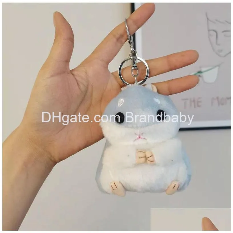 ins kawaii soft hamster plush keychains jewelry schoolbag backpack ornament key ring gifts about 10cm