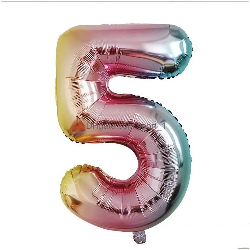 32inch helium air balloon gradient number aluminum foil film balloons baby shower celebration balloon birthday party decoration vt1680