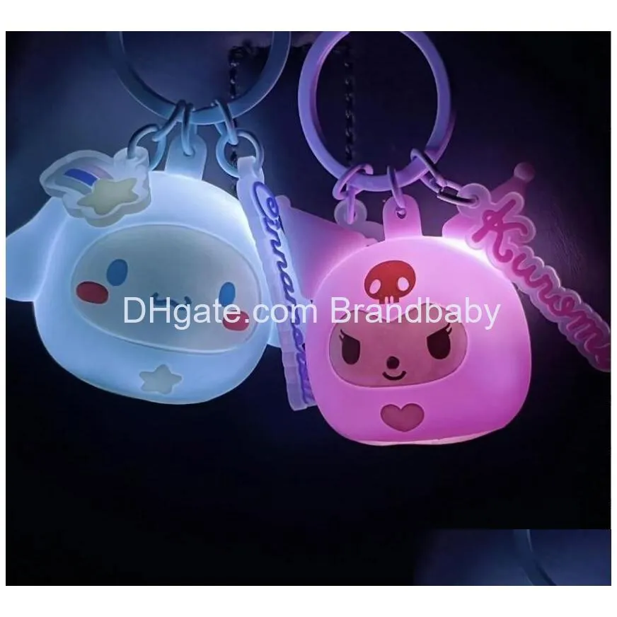 cartoon lighting kuromi cinnamoroll charms jewelry keychain backpack key ring accessories hanger