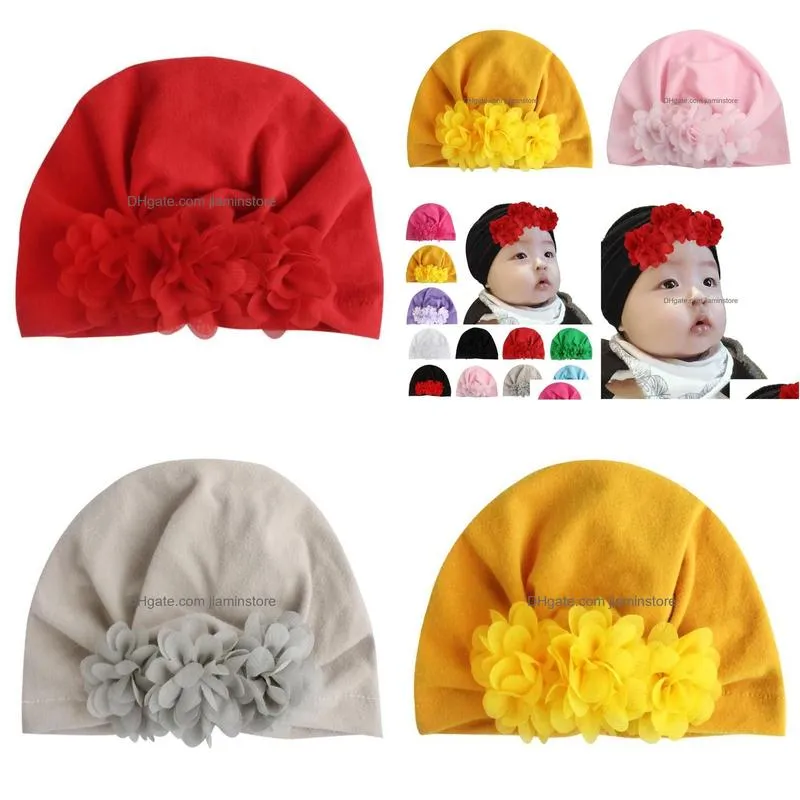 new fashion flower baby girls hat newborn elastic baby turban hats for girls cotton infant beanie cap