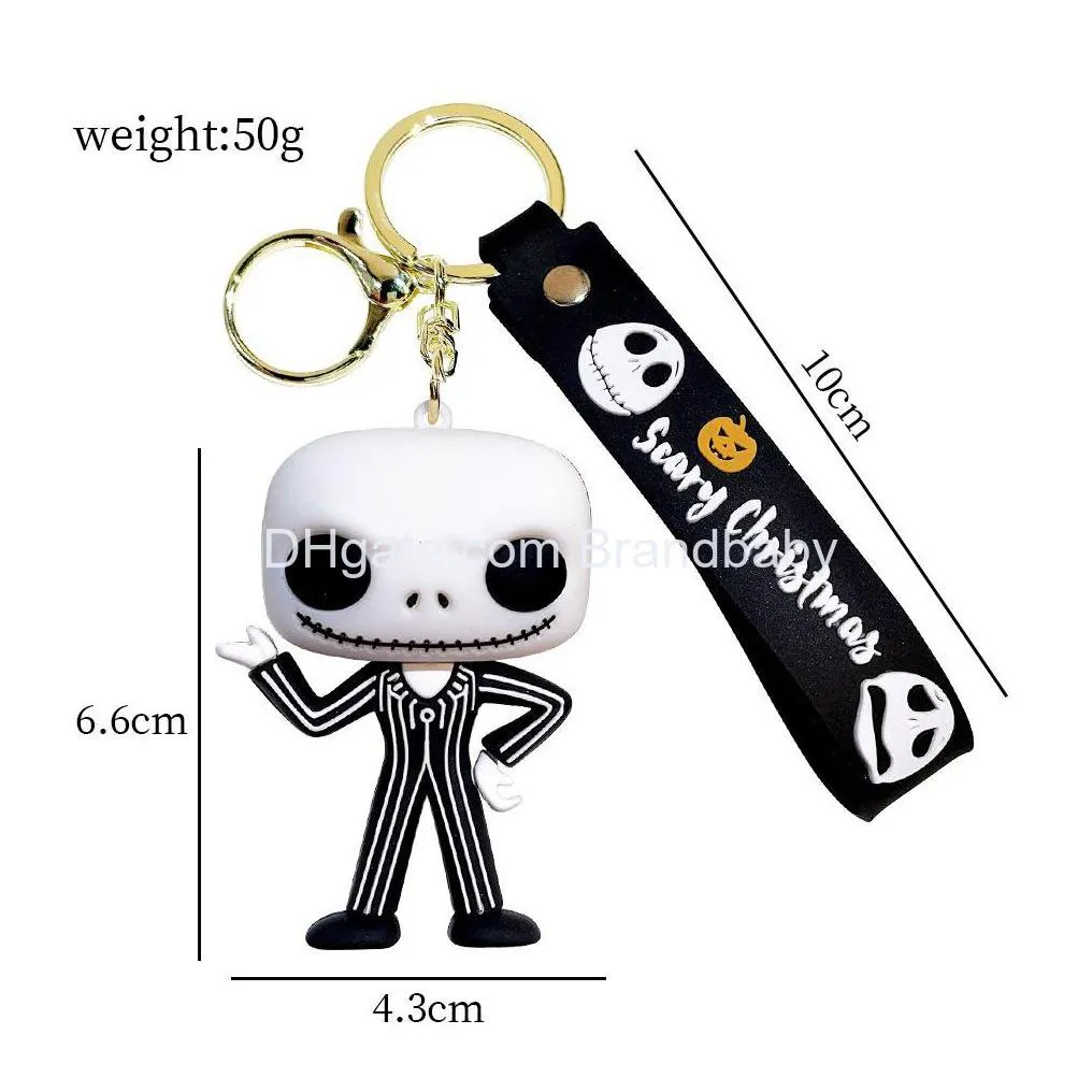 cartoon cute scary christmas jewelry keychain backpack animation character key ring accessories hanger multi colors